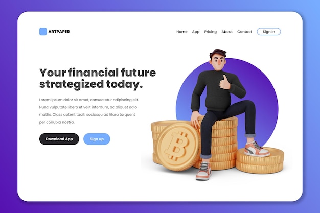 Page de destination du marketing des médias sociaux ou conception de sites Web avec illustration de dessin animé de personnage masculin 3d