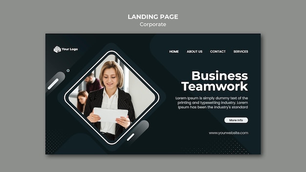 PSD page de destination du modèle d'annonce d'entreprise