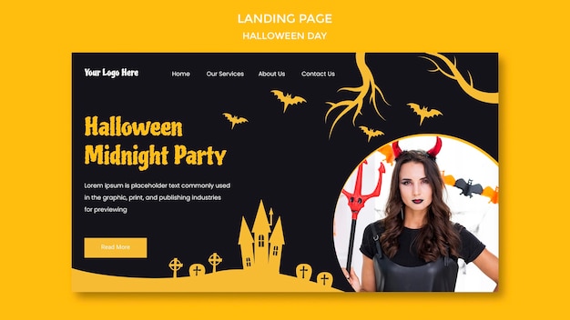 PSD page de destination du modèle de fête d'halloween