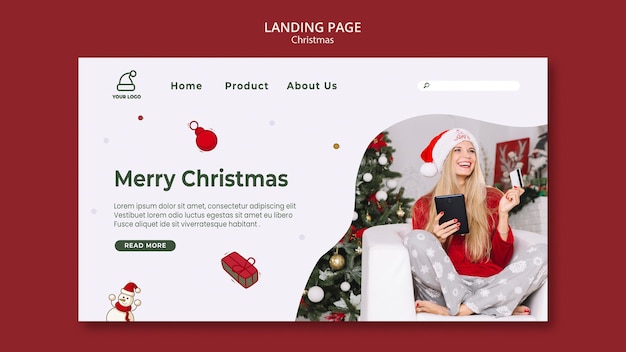 Page de destination du modèle de magasin de cadeaux de Noël