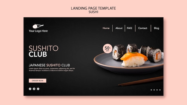 PSD page de destination du modèle de restaurant de sushi