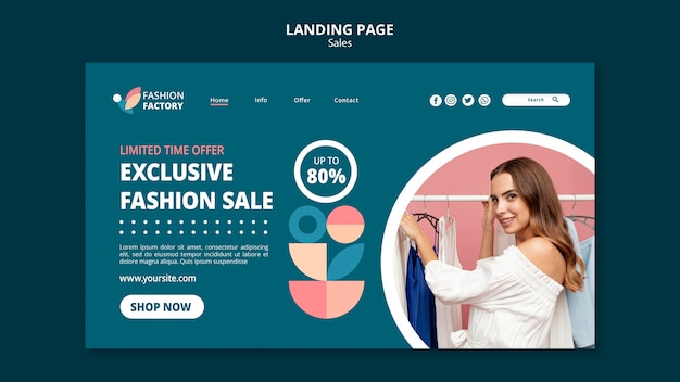 PSD page de destination du modèle de vente de mode