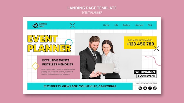Page de destination du planificateur d'événements