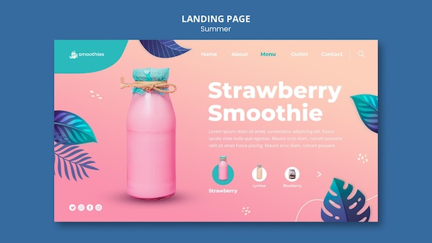 PSD page de destination du smoothie d'été