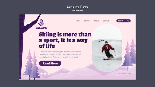 PSD page de destination du sport avec la neige