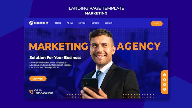 Page de destination de l'entreprise de marketing