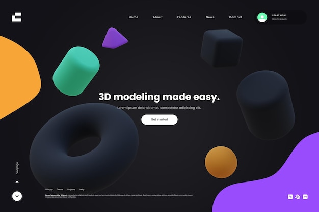 PSD page de destination de l'entreprise de modélisation 3d