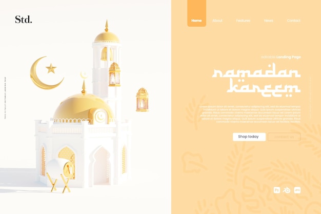 Page De Destination De La Mosquée Du Ramadan Blanc