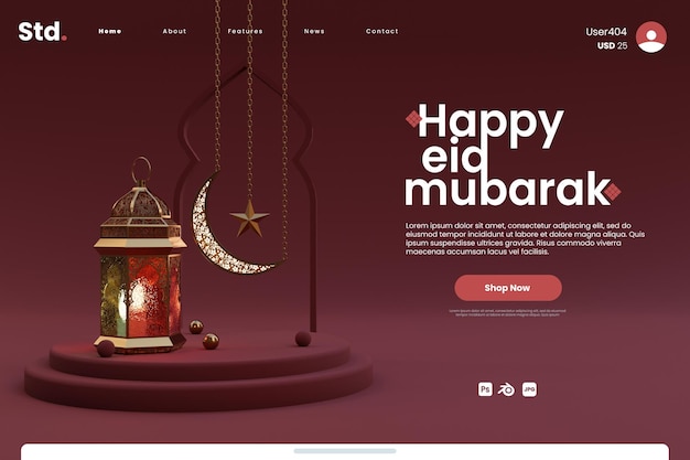 Page De Destination De L'objet Lanterne Du Ramadan Kareem Doré