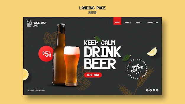 PSD page de destination pour boire de la bière