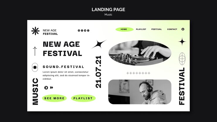 PSD page de destination pour le festival de musique new age