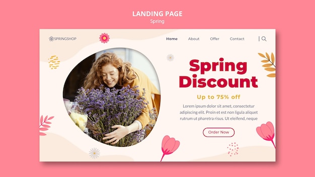 PSD page de destination pour un magasin de fleurs avec des fleurs de printemps