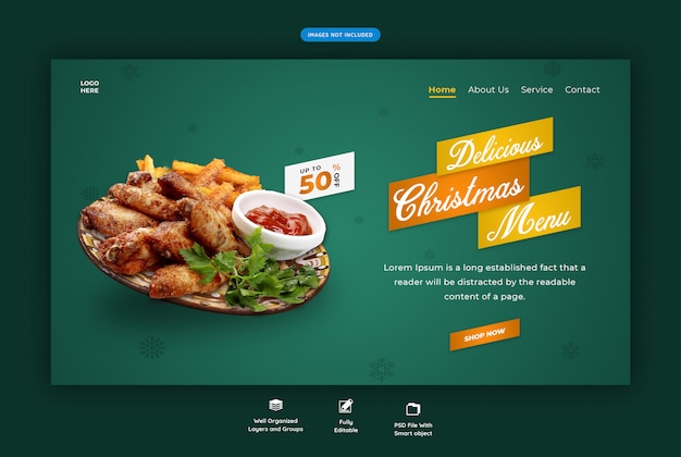 Page De Destination Pour Un Restaurant Avec Un Menu Spécial De Noël