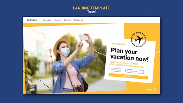Page de destination de voyage avec photo