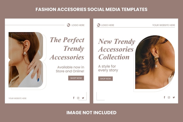 PSD une page web pour un modèle de médias sociaux d'accessoires de mode