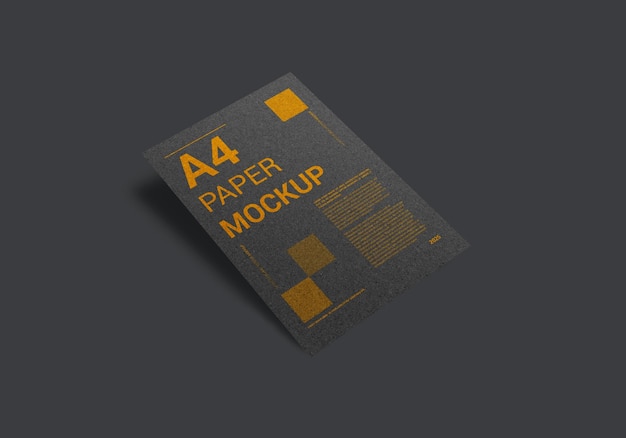 Pagina A4 nera Mockup Design Sfondo nero