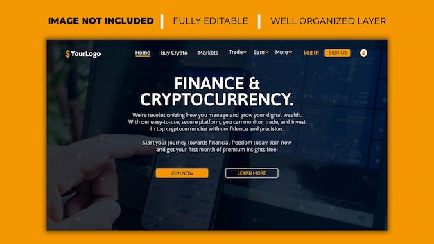 página de aterrizaje financiera y de criptomonedas