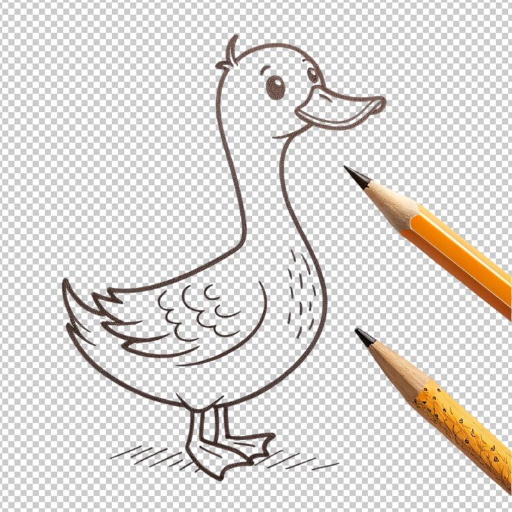 PSD página para colorear de dibujos animados minimalistas kawaii goose