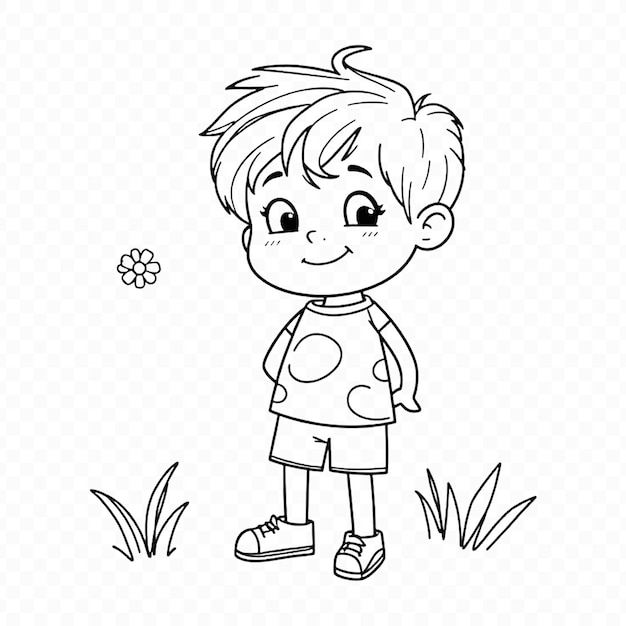 Pagina da colorare Cute Cartoon Boy
