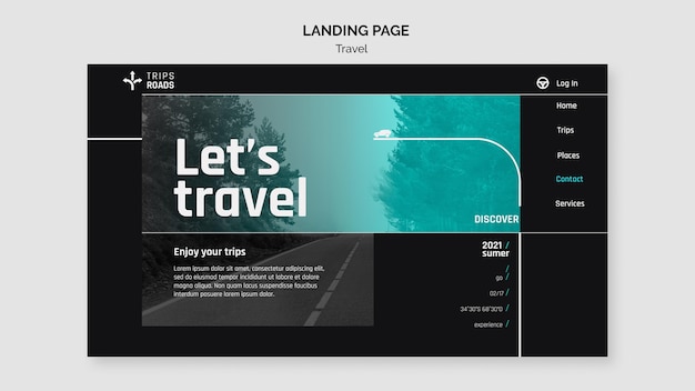 PSD página de destino da aventura em viagens