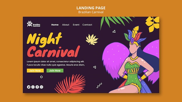 Página de destino do carnaval brasileiro