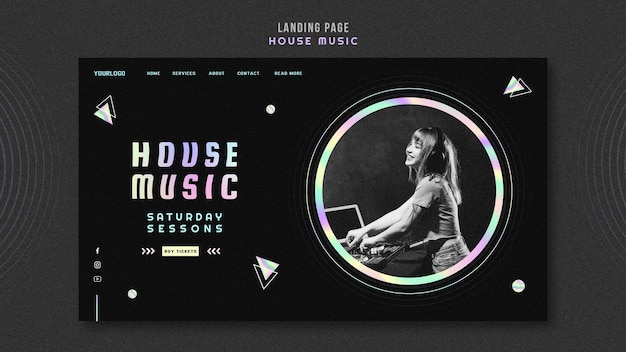Página de destino do modelo de house music