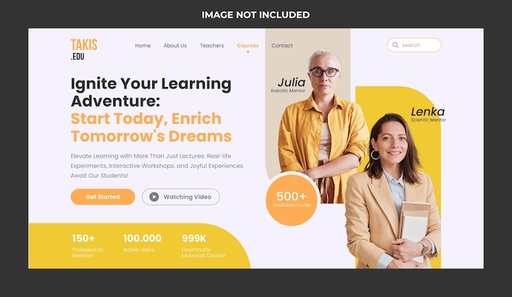 PSD página de destino site para cursos de e-learning para enriquecer o sonho de amanhã