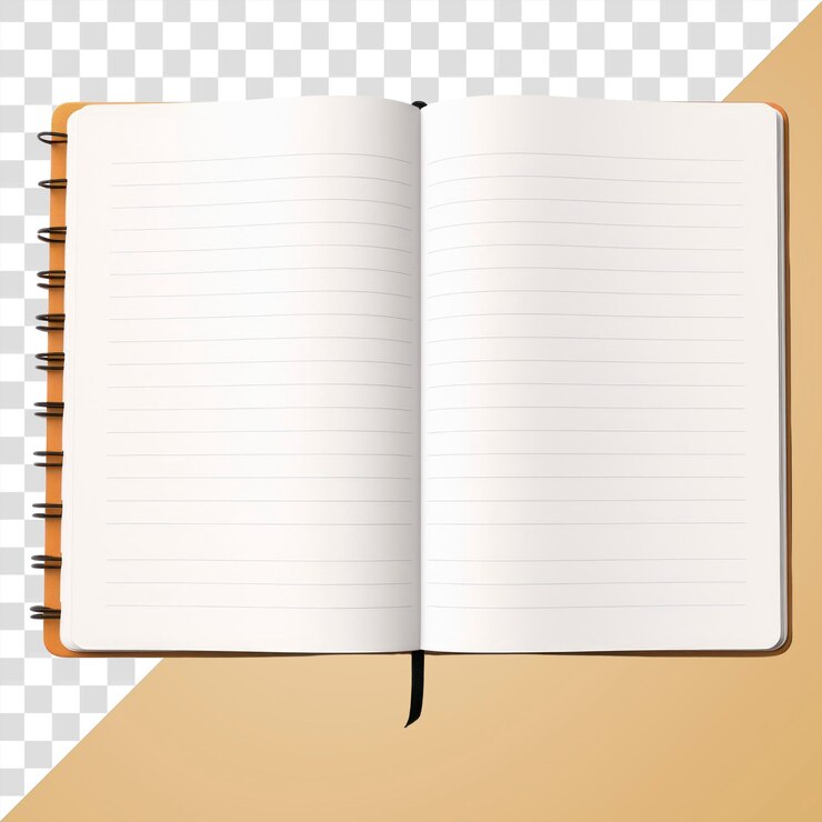 PSD página de diário de publicação de caderno de anotações com linhas abertas png