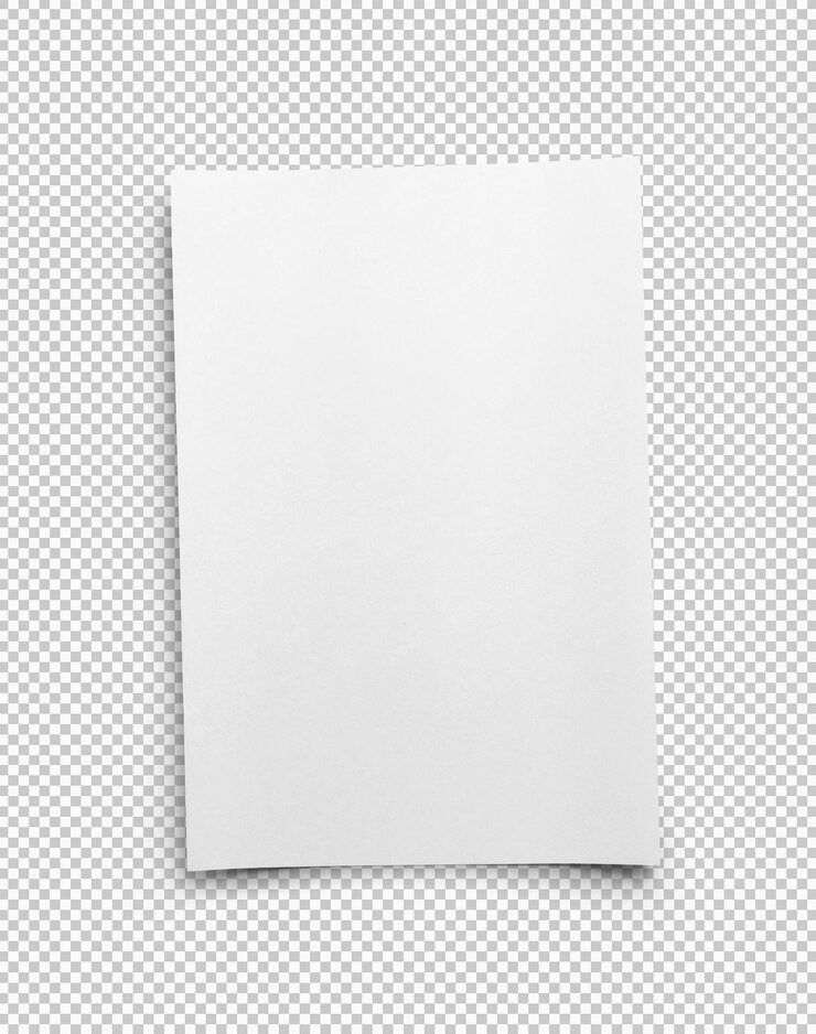 PSD página de papel em branco branco com sombra isolada no fundo branco