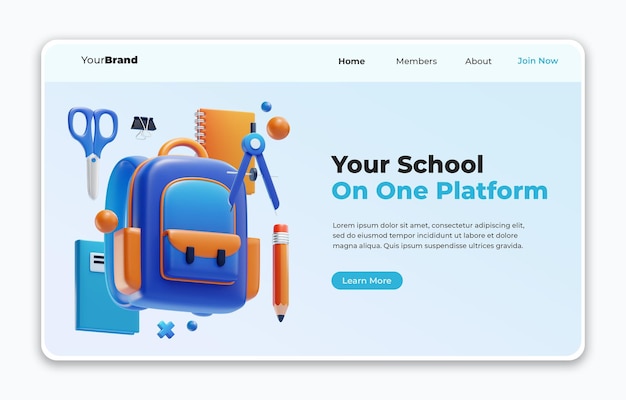 Pagina di destinazione degli articoli per la scuola 3d