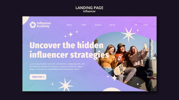 Pagina di destinazione del lavoro dell'influencer gradiente