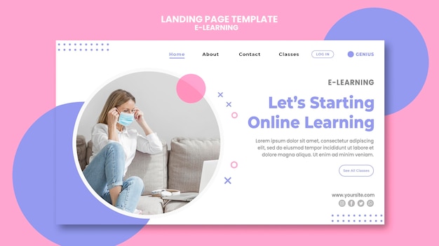 Pagina di destinazione del modello di annuncio di e-learning