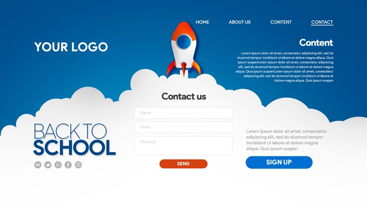 Pagina di destinazione del razzo Ritorno a scuola