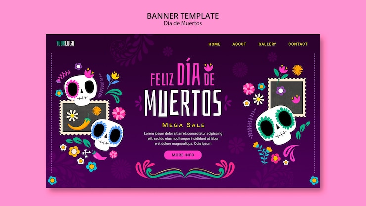 PSD pagina di destinazione della celebrazione di dia de muertos