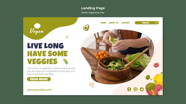 Pagina di destinazione della giornata mondiale vegetariana