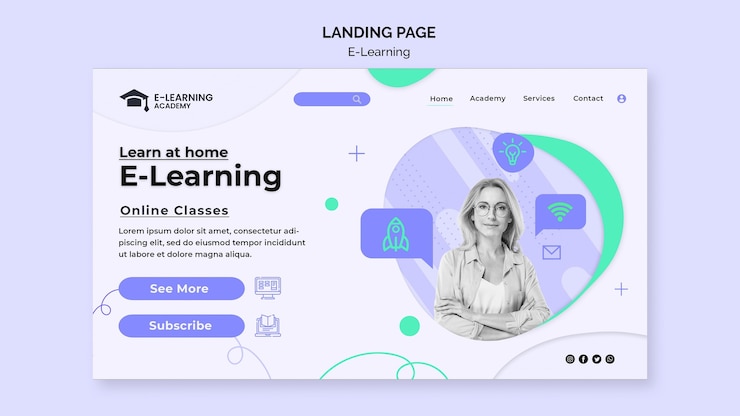 PSD pagina di destinazione della piattaforma di e-learning