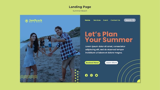 Pagina di destinazione della spiaggia estiva