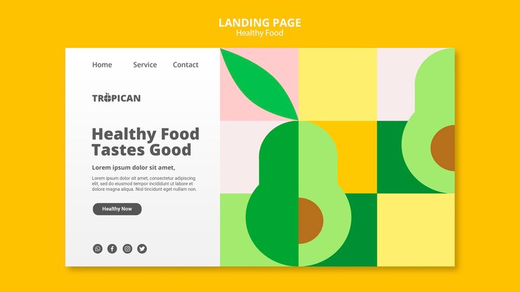 PSD pagina di destinazione di alimenti sani