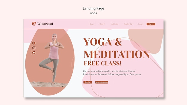 Pagina di destinazione di yoga e meditazione