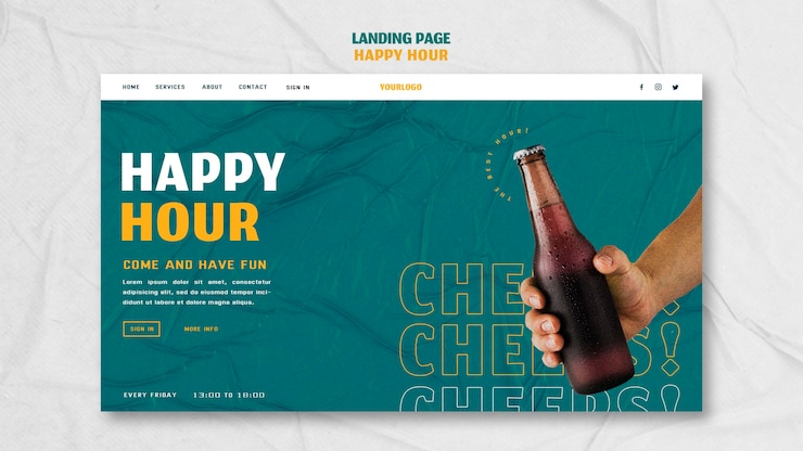 PSD pagina di destinazione per l'happy hour