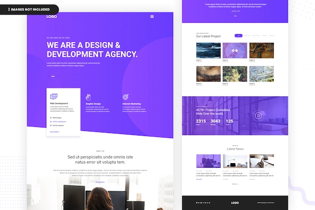 PSD página do site da agência de design e desenvolvimento