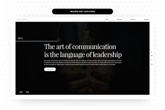 PSD página inicial de liderança corporativa, hero slider website design