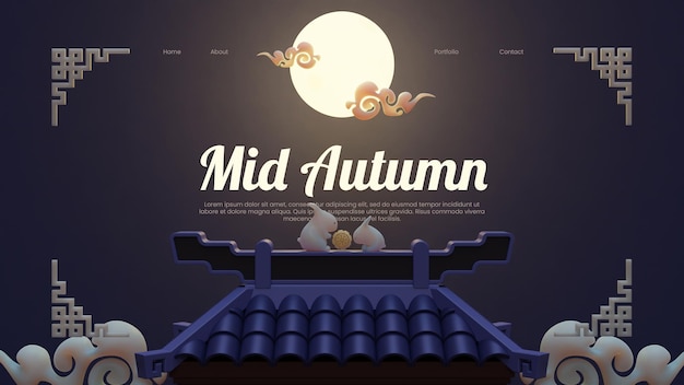Página inicial do meio do outono com ilustração de renderização em 3D