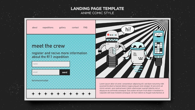 PSD página inicial do modelo de quadrinhos de anime