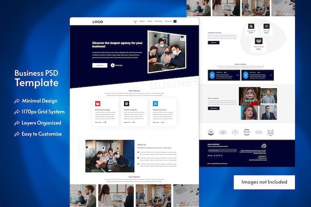 PSD página de inicio empresarial premium para agencia digital