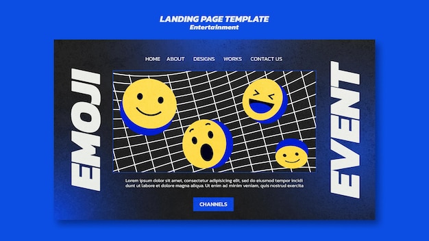 PSD página de inicio de entretenimiento de emoji