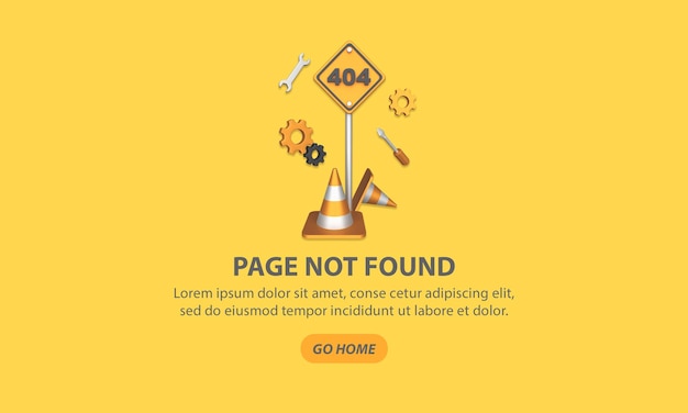 PSD página de inicio de error 404 con ilustración 3d