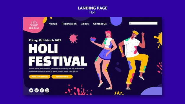 PSD página de inicio del festival holi