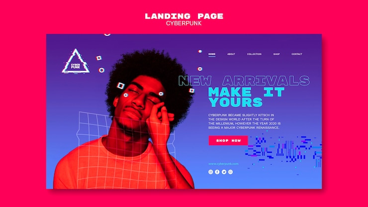 PSD página de inicio futurista de cyberpunk