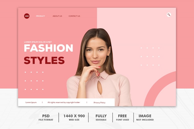 página de inicio moda web rosa
